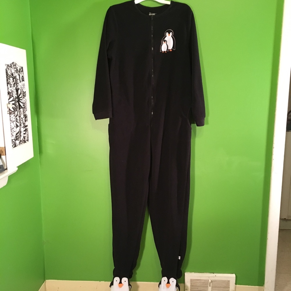 Nick and Nora footed onesie with penguins